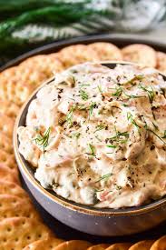 Appetizers: Creamy Smoked Salmon + Dill Dip with Artisan Crackers