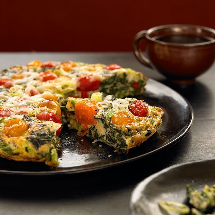 Breakfast: Spinach, Tomato, Swiss + Egg Frittata (gf)