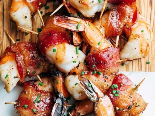 Appetizers: Bacon Wrapped Shrimp with Hot Honey (gf)