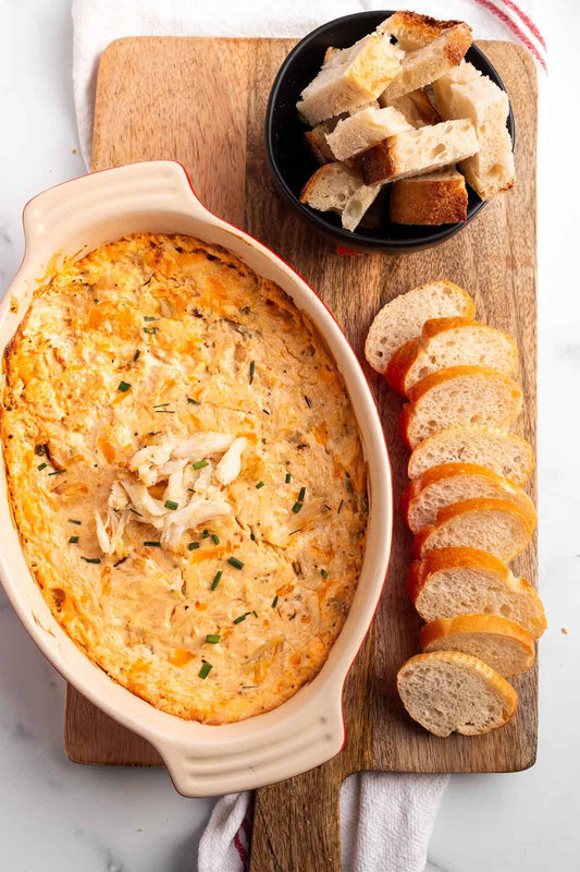 Appetizers: Warm Crab Dip with Sliced Bread