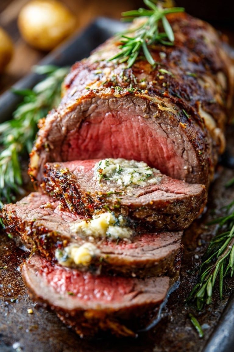 Entrées: Seared Whole Beef Tenderloin with Peasant Rolls + Horseradish Cream (GF)
